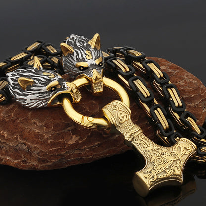 Tough Viking Thor Hammer Steel Mens Necklace