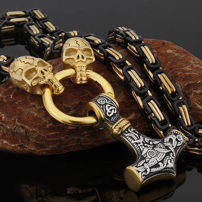Tough Viking Thor Hammer Steel Mens Necklace