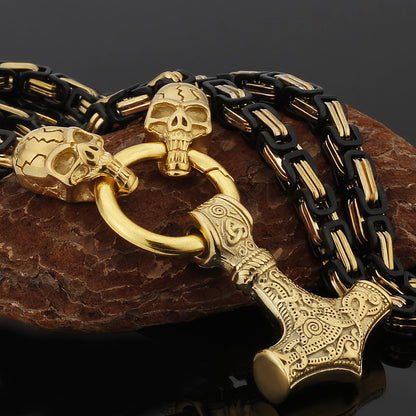 Tough Viking Thor Hammer Steel Mens Necklace