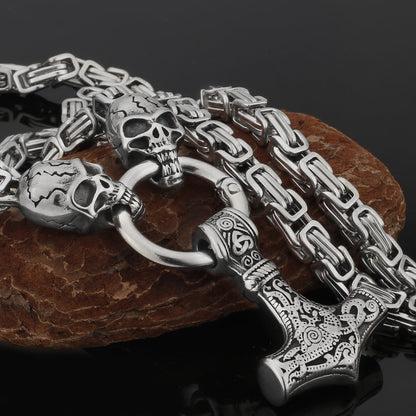 Tough Viking Thor Hammer Steel Mens Necklace