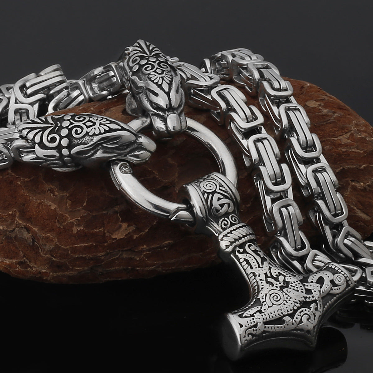 Tough Viking Thor Hammer Steel Mens Necklace