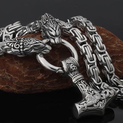 Tough Viking Thor Hammer Steel Mens Necklace