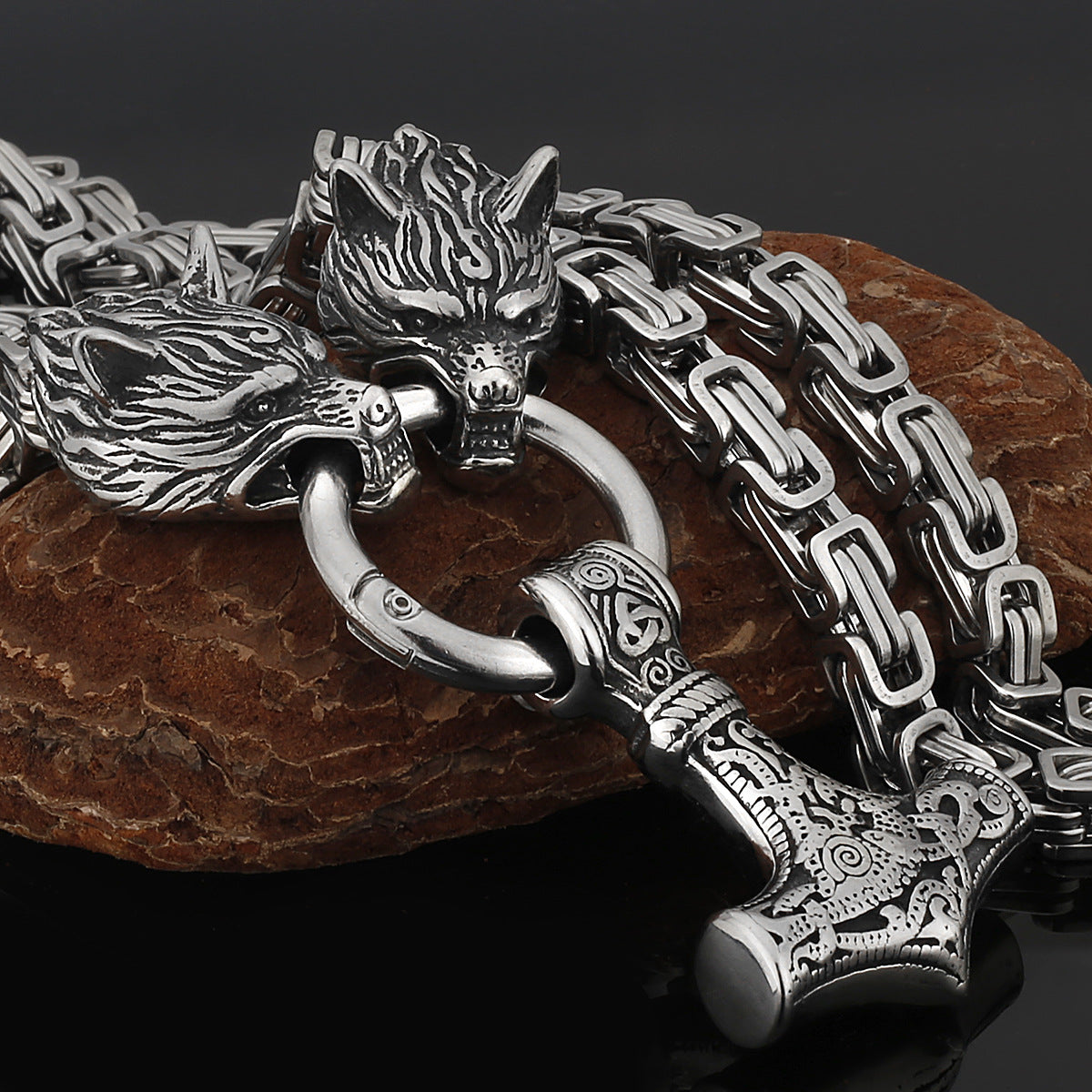 Tough Viking Thor Hammer Steel Mens Necklace