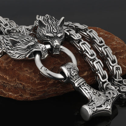 Tough Viking Thor Hammer Steel Mens Necklace