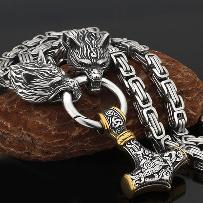 Tough Viking Thor Hammer Steel Mens Necklace