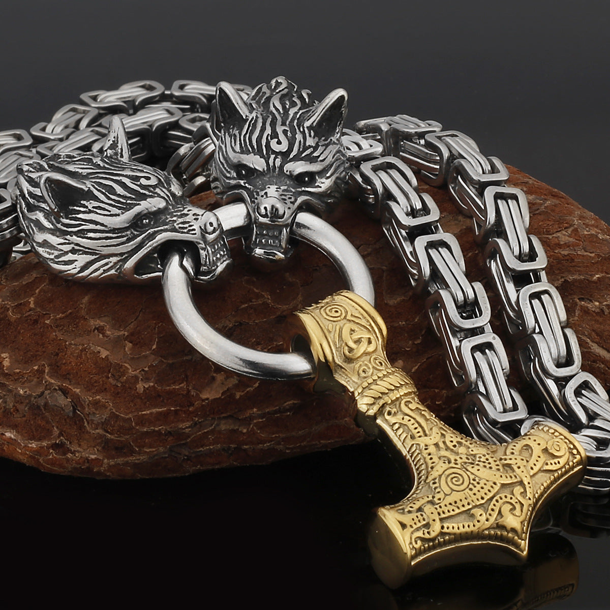 Tough Viking Thor Hammer Steel Mens Necklace