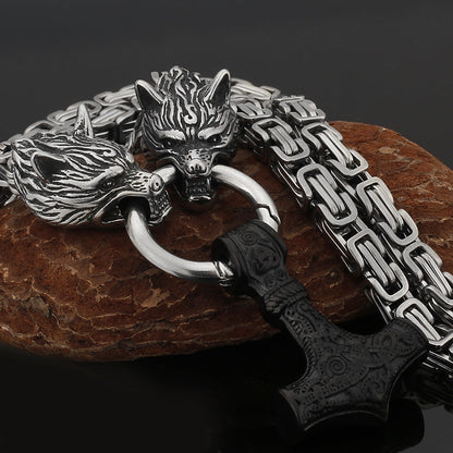 Tough Viking Thor Hammer Steel Mens Necklace