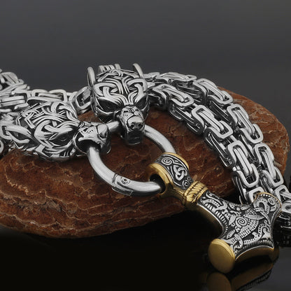 Tough Viking Thor Hammer Steel Mens Necklace