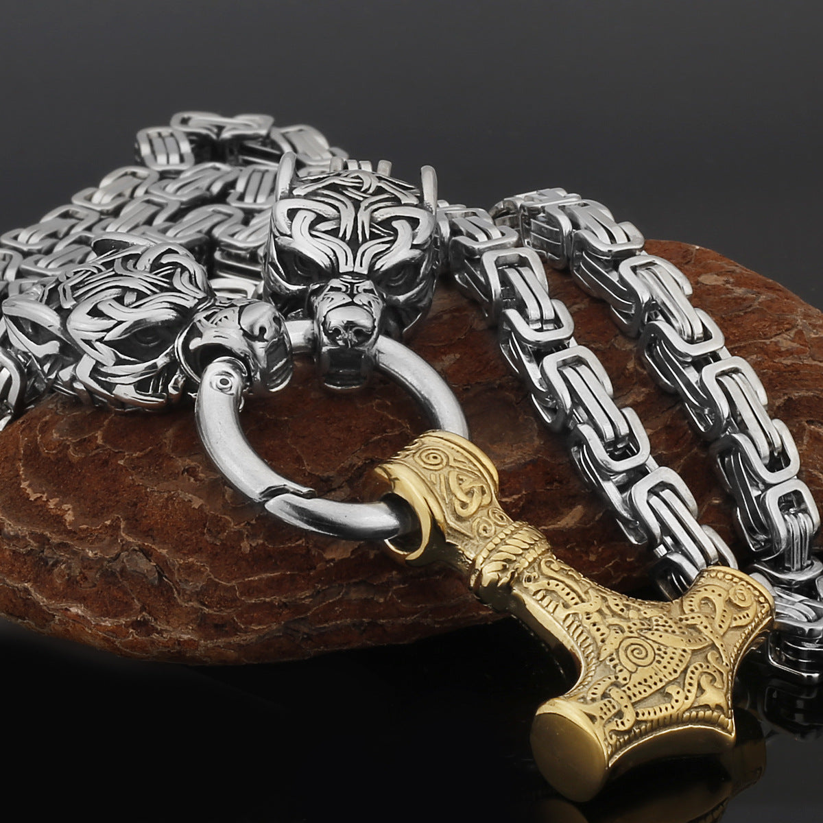 Tough Viking Thor Hammer Steel Mens Necklace