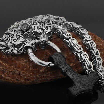 Tough Viking Thor Hammer Steel Mens Necklace