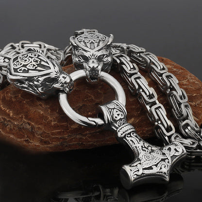 Tough Viking Thor Hammer Steel Mens Necklace