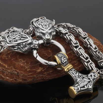 Tough Viking Thor Hammer Steel Mens Necklace