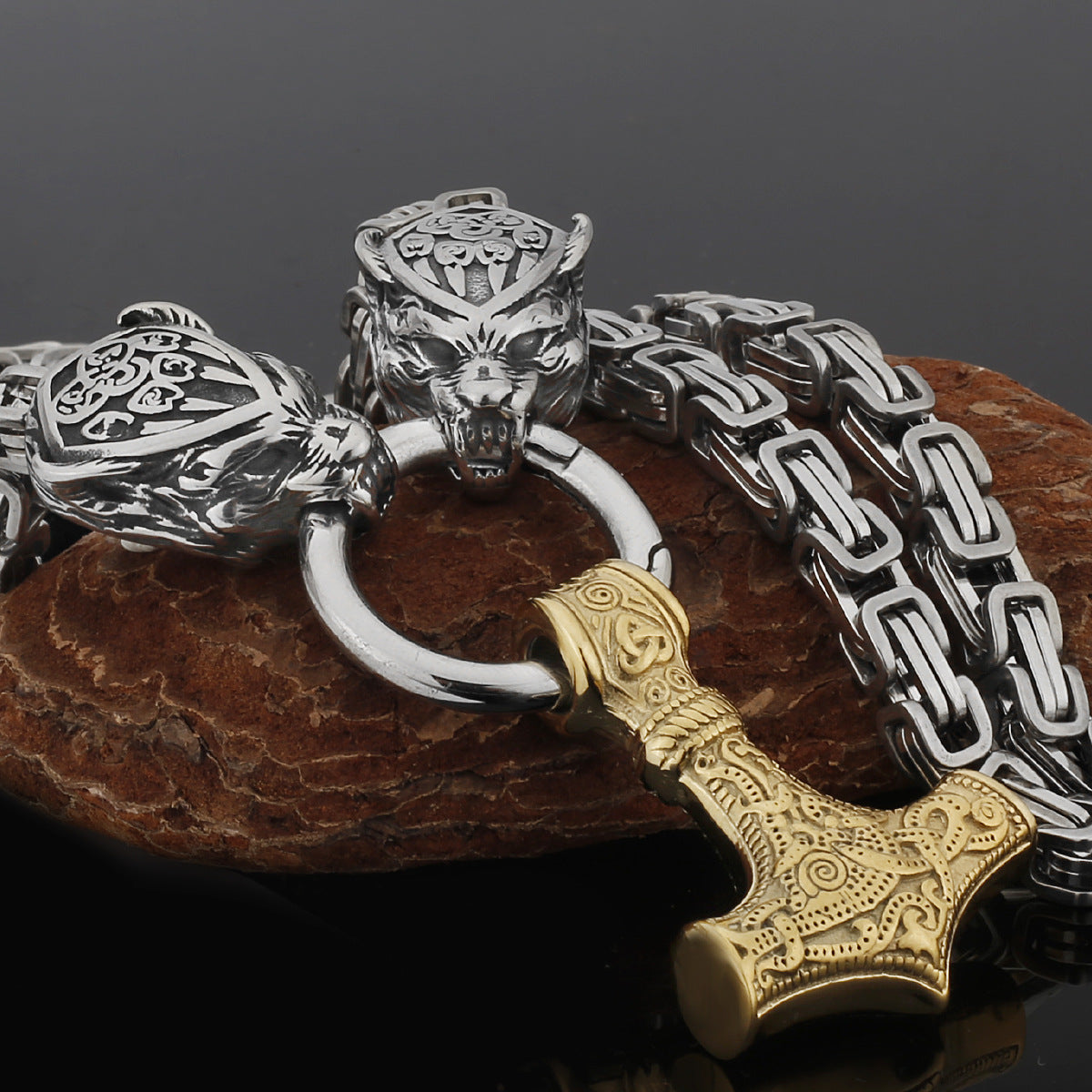 Tough Viking Thor Hammer Steel Mens Necklace