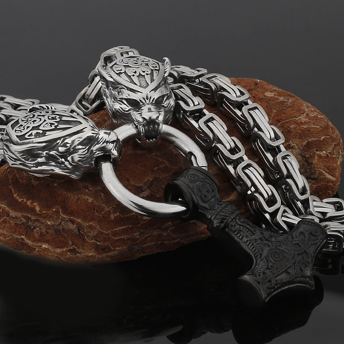 Tough Viking Thor Hammer Steel Mens Necklace