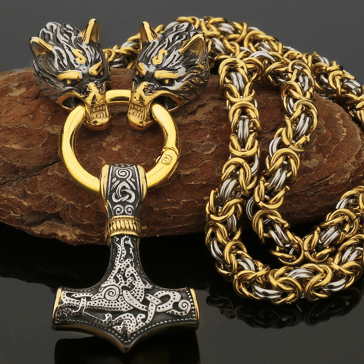 Tough Viking Thor Hammer Steel Mens Necklace