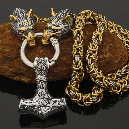 Tough Viking Thor Hammer Steel Mens Necklace