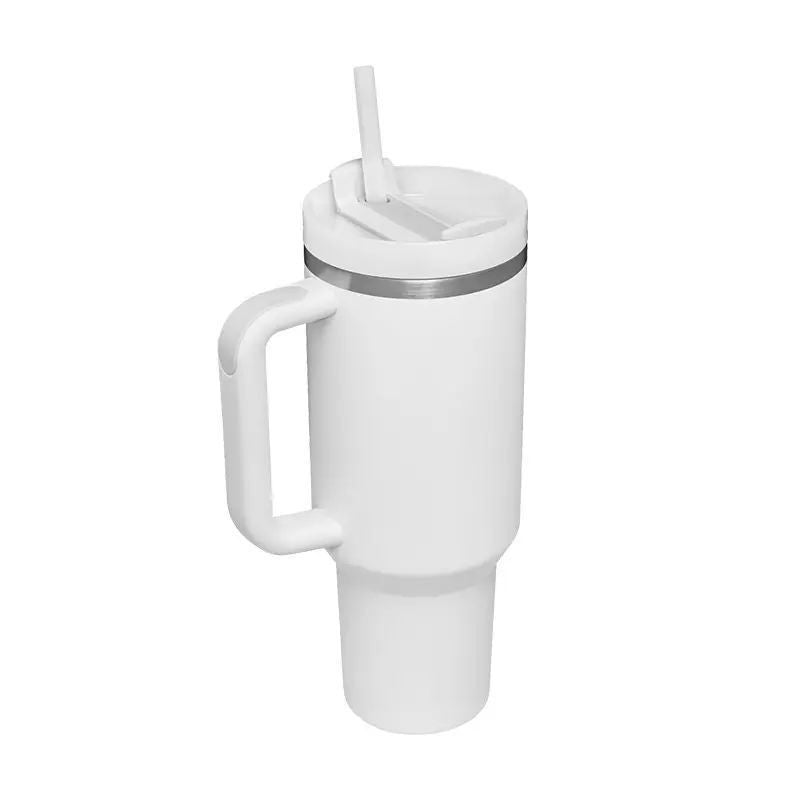 Large Insulated Coffee Mug with Lid and Straw
