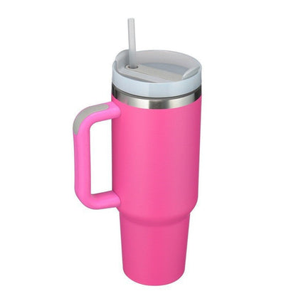 Large Insulated Coffee Mug with Lid and Straw