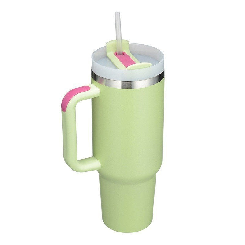 Large Insulated Coffee Mug with Lid and Straw