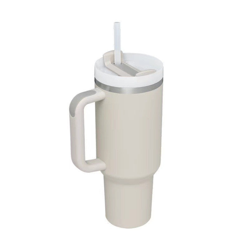 Large Insulated Coffee Mug with Lid and Straw