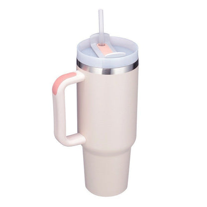 Large Insulated Coffee Mug with Lid and Straw