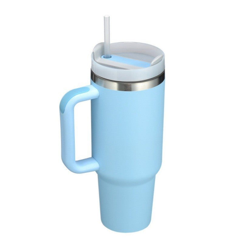 Large Insulated Coffee Mug with Lid and Straw