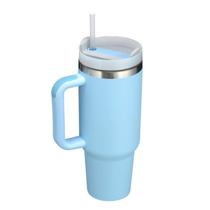 Large Insulated Coffee Mug with Lid and Straw