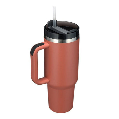Large Insulated Coffee Mug with Lid and Straw
