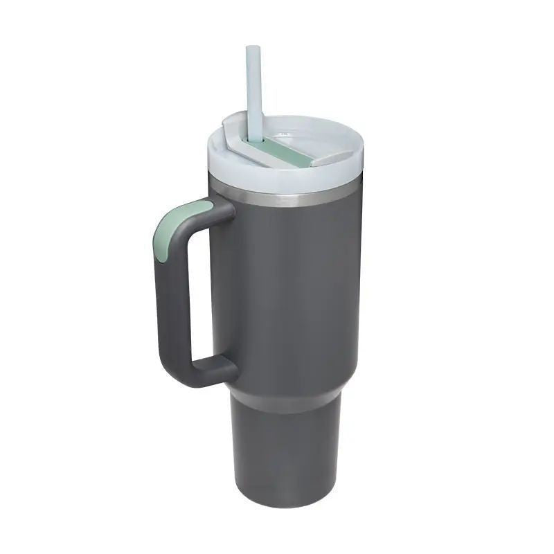 Large Insulated Coffee Mug with Lid and Straw
