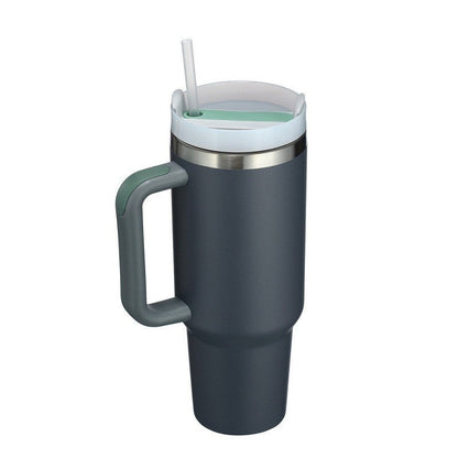 Large Insulated Coffee Mug with Lid and Straw