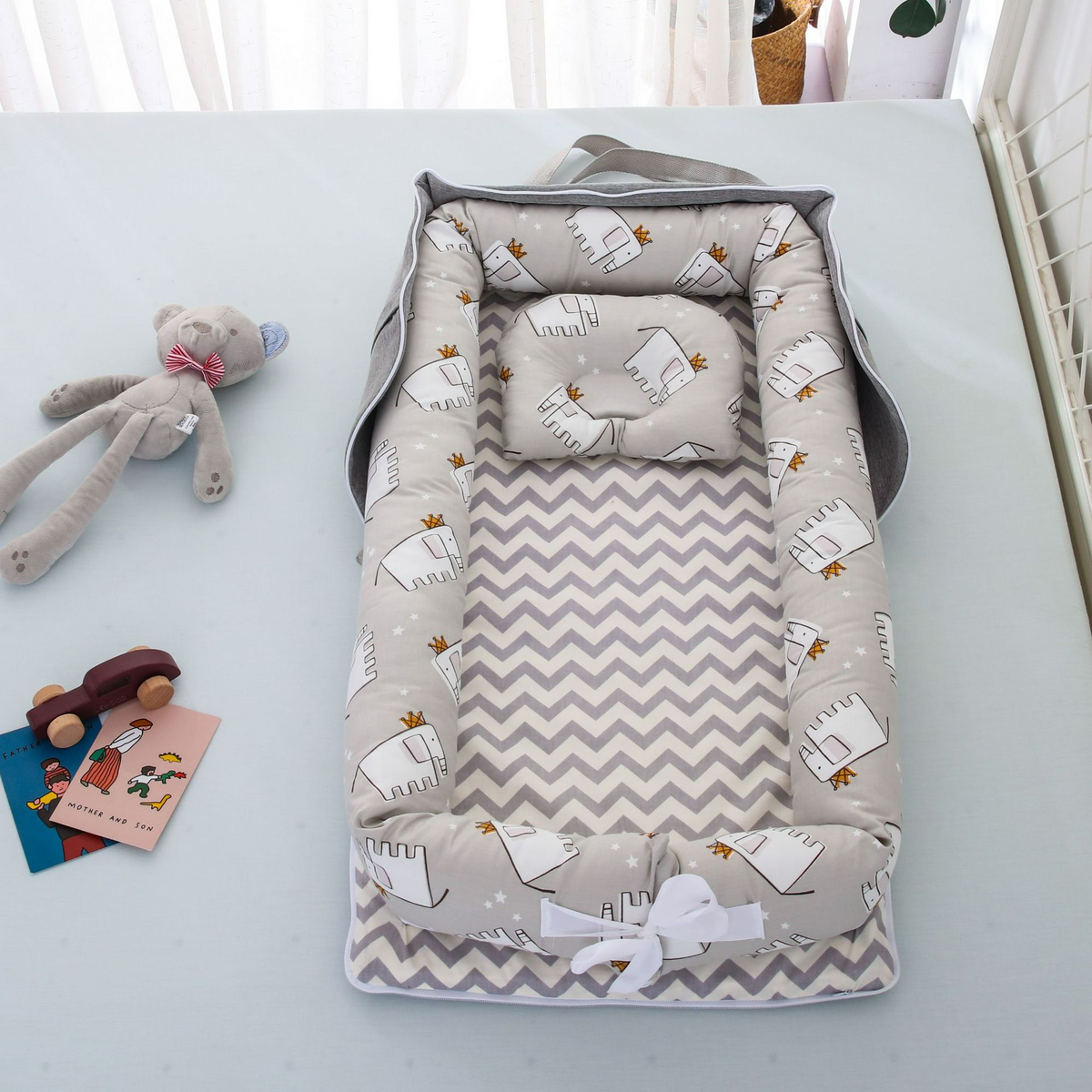 Compact Foldable Baby Crib with Pillow
