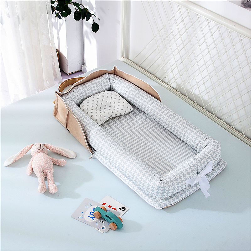 Compact Foldable Baby Crib with Pillow