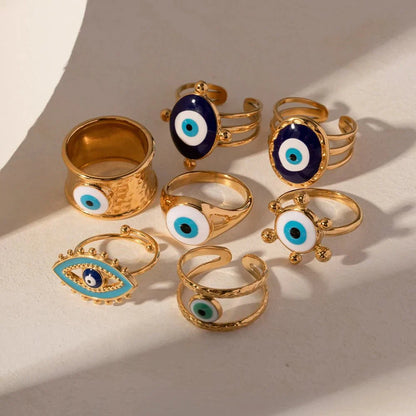Luxury Gold Evil Eye Fashion Rings