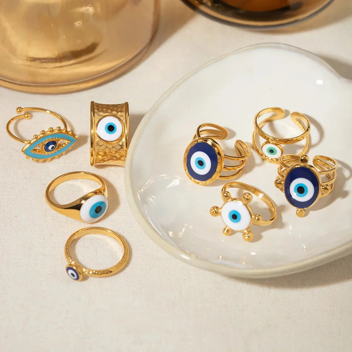 Luxury Gold Evil Eye Fashion Rings