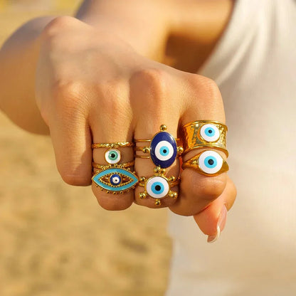 Luxury Gold Evil Eye Fashion Rings