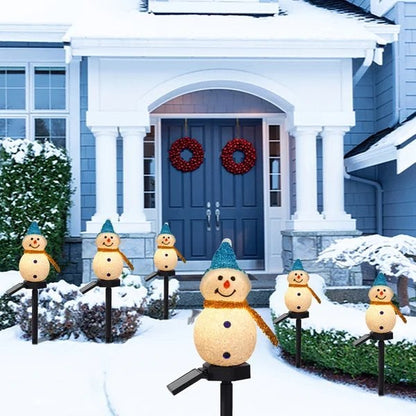 Solar Powered LED Snowman Lamp