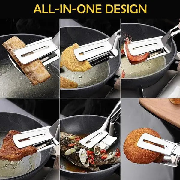 Premium 2-in-1 Stainless Steel Kitchen Tongs