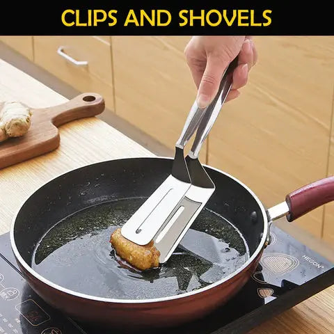 Premium 2-in-1 Stainless Steel Kitchen Tongs