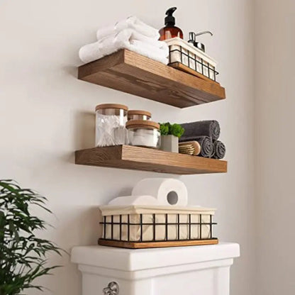 Reclaimed Wood Floating Wall Shelves - Modern & Compact