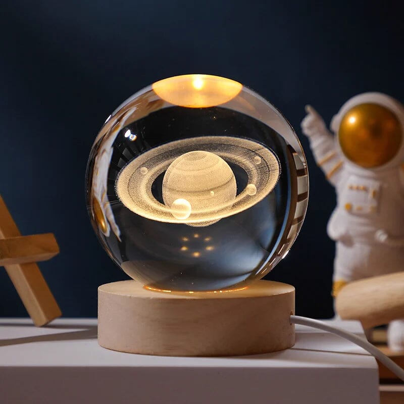 Luxury Crystal Globe Table Lamp With Wooden Stand