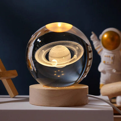 Luxury Crystal Globe Table Lamp With Wooden Stand