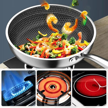 Premium Stainless Steel Hexagon Fry Pan