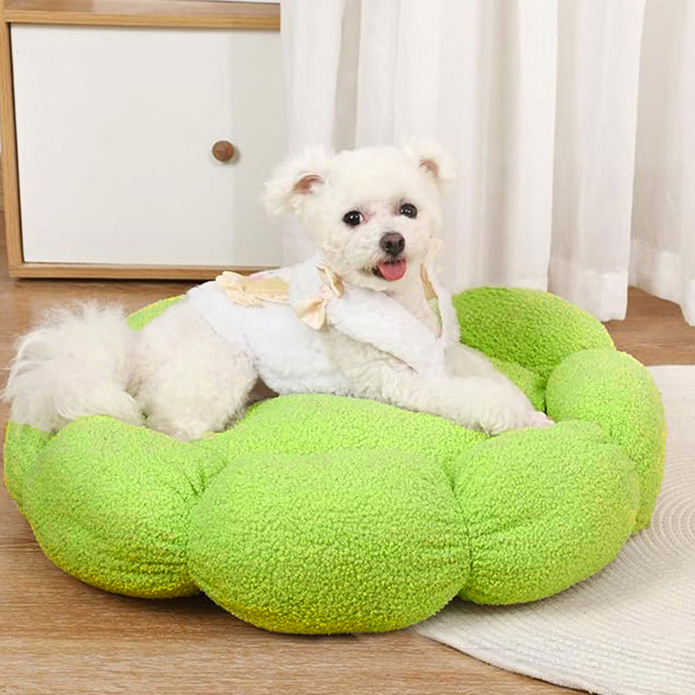 Comfy Pet Bed with Floral Pattern & Washable Cover