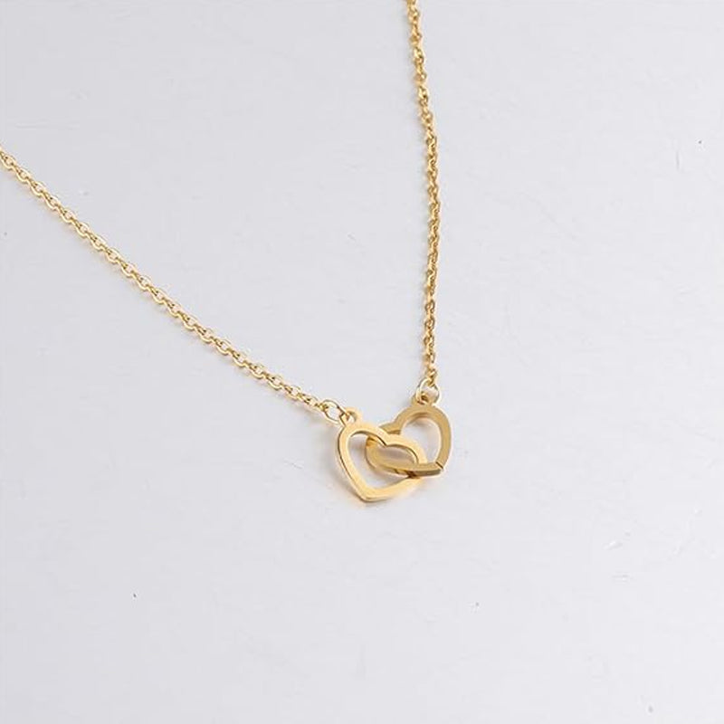 Lovely Couple Heart Pendant Necklace Gift Set