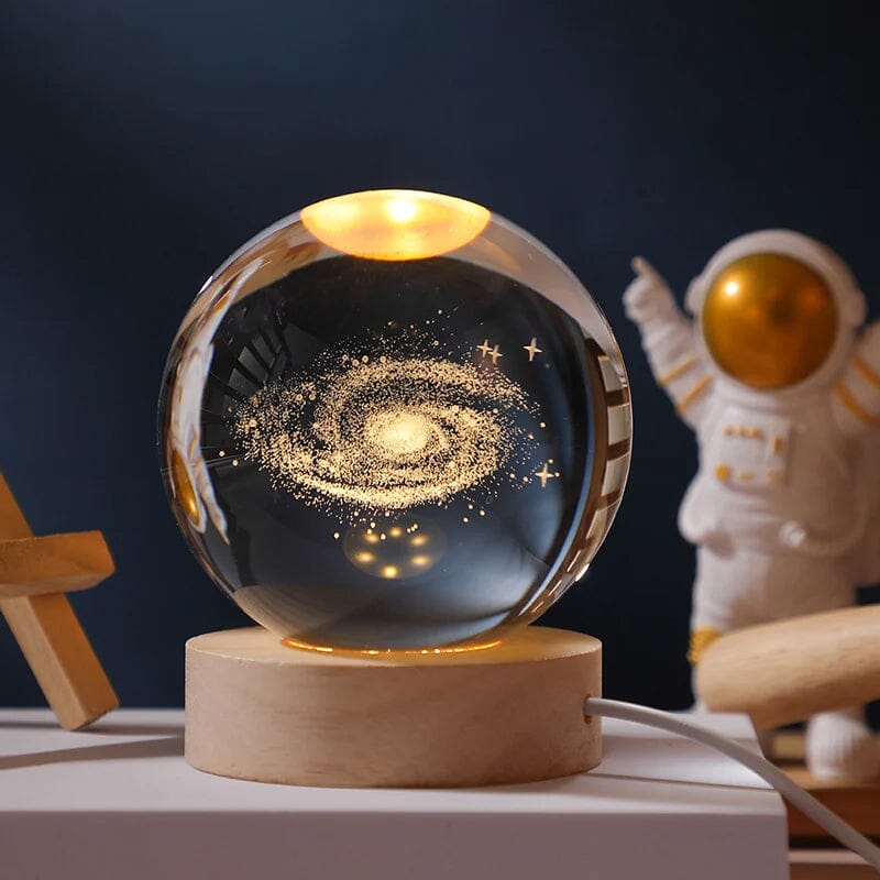 Luxury Crystal Globe Table Lamp With Wooden Stand