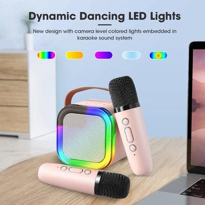 Compact Karaoke System With Bluetooth Mics