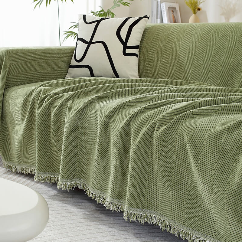 Plush Throw Blanket with Tassels for Sofa