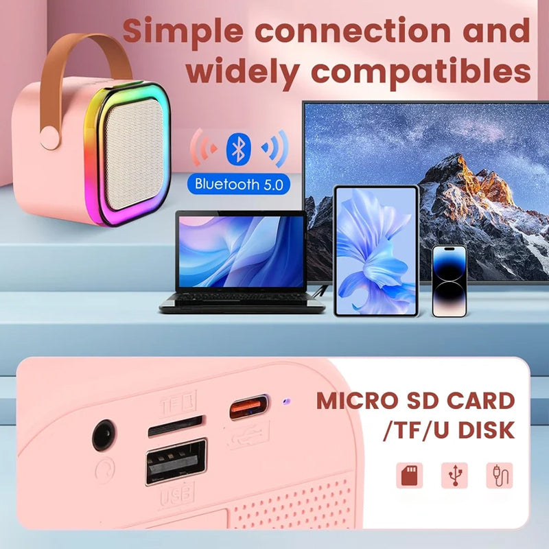Compact Karaoke System With Bluetooth Mics