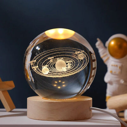 Luxury Crystal Globe Table Lamp With Wooden Stand