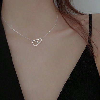 Lovely Couple Heart Pendant Necklace Gift Set